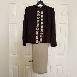 Kasper 3 Piece Pantsuit, Black/Tan, Size 10